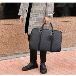 New Men Shoulder Briefcase Black Leather Designer Handbag Business Laptop Women Messenger Bags Nameplates Totes Men's Luggage1993