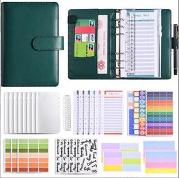 A6 Leather Budget Binder Notebook Notepad journal Diary Planner Cash Envelopes Pockets for Money Saving Bill Organizer