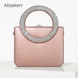 Evening Bags Shiny Box Clutch Women Luxury Designer Gorgeous Round Crystal Handle Purses And Handbags Wedding Party 231208