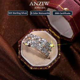 With Side Stones Anziw 3.26cttw Moissanite Wedding Rings Woman Sparkling Diamond Band 10 Stone Engagement Ring 925 Silver Jewelry GRA Certificate YQ231209