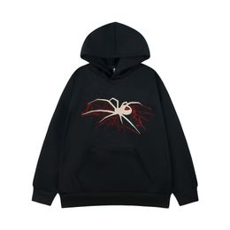Hip hop velo hoodie y2k strass aranha web impressão oversize moletom streetwear 2024 harajuku punk goth pulôver com capuz