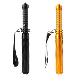 New Retractable Extended Flashlight & Outdoor Light Flashlight Patrol Self Defence Retractable Stick - Black Gold--For Defence and332D