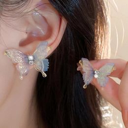 Stud Earrings Colorful Fairy Stereo Butterfly For Women Mini Cute Hypoallergenic Butterflies Exquisite Advanced Earring Party Je