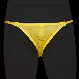 Gay Thong Pouch Shinny Glass Mesh Mens Bikini G String T Back Underwear Men Erotic Jockstrap Thongs String Homme