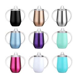 10oz coffee mug sippy cup stainless steel tumbler with double handle egg cups Vacuum insulation baby water bottle ZWL01195N