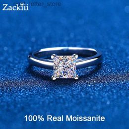 With Side Stones Certified Princess Moissanite Engagement Ring Women 1CT 2CT VVS Diamond Proposal Bridal Sets Rings Sterling Silver Wedding Band YQ231209