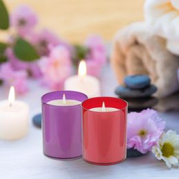 Candle Holders 10 Pcs Colourful Plastic Cups Tealight Holder Dining Table Decor Pearlescent Drip Protectors Container Clear Desk
