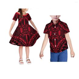 Casual Dresses Polynesian Children Suit Matching Girl Exquisite Dress Hawaii Tribal Boys Shirt Samoa Shirts And Match