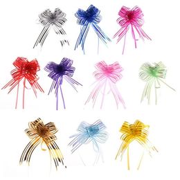 New 100pcs Flower Garland Organza Wedding Organza Yarn Pull Bows Ribbons Wedding Party Flower Decor Gift342L