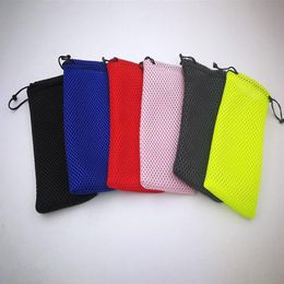 Dustproof Glasses Case Soft Waterproof Plaid Cloth Mesh Sunglasses Bag Glasses Pouch 100pcs Lot 2556