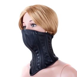 Deluxe Faux Leather Mask Collar Bondage Slave Fetish Adult Games Toy BT0293303D