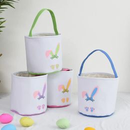 New Easter Basket Party Supplies Curved Ear Butterfly Festival Footprint Easter Bucket Gift Bag Festive Decoration Top Sale