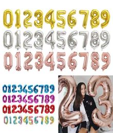 32inch Number Aluminium Foil Balloons Party Decoration Supplies Rose Gold Silver Digit Figure Balloon Children Adults Birthday Deco4886879