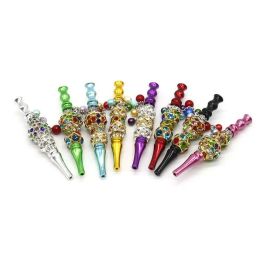 Bling Metal Mouth Tip Hookah Mouthpiece Drip Tips Aluminium Alloy Mouthpiece DripTip Smoking pipes With Jewellery Holders Mixed Colour ZZ