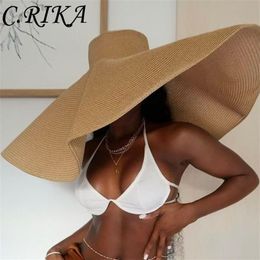 Summer 25cm Large Wide Brim Foldable Sun Hats For Women Oversized Sun Shade Hat Travel Straw Hat Lady UV Protection Beach Hat 2205192c