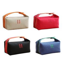 Womens Orange Handbag Purse Designer Cosmetic Lunch S Wash Pouch Trunk Mens Nylon Canvas Toiletry Bags Mirror Quality Makeup Tote Clutch Bag
