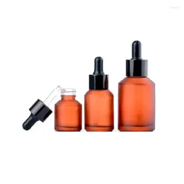 Storage Bottles 10pcs Glass Bottle Empty Matte Wine Red Lotion Spray Toner Cosmetic Packaging Essence Essential Oil Pipette Vials 15ml 30ml