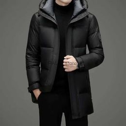 Men's Down Parkas Winter Jackets for Men High-end White Duck Down Jacket Men's Mid Length Thickened Warm Jacket 2023 Hooded Down Coats Veste HommeL231209
