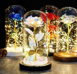Eternal Rose Flower LED Light Flashing Flowers In Flask Glass Dome Valentine039s Day Gift Wedding Decoration Valentines Mariage8370762