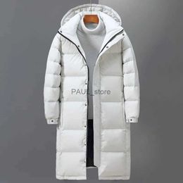 Men's Down Parkas Men Winter Long Duck Down Coats Hooded Casual Down Jackets High Quality Male Outdoor Windproof Warm Winter Jackets Mens ClothingL231209