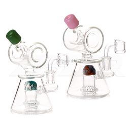 6 inch Cylindrical Glass Hookahs Dab Rigs with 14mm Quartz Banger