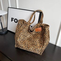 Evening Bags Leopard Design Korean Shopper Big Shopping Large Capacity Canvas Bag For Women Handbag Lady Shoulder Tote 231208