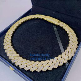 Custom Heavy Hip Hop Jewelry Pass Diamond Tester VVS Moissanit Kubanische Kette Halskette aus 925 Silber Cuban Link Halskette vereisert