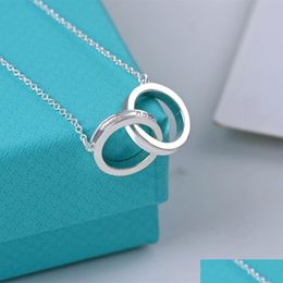 Pendant Necklaces Luxury Designer Sterling Sier Double Ring Necklace Jewellery Accessories Gift For Ladies Without Box Drop Delivery Pen Dheuk