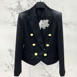 Rhinestone Charm Women Blazer Jacket Luxury Designer Black Blazers Elegant Brand Woman Formal Suit Jackets