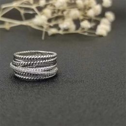 Luxury Wedding Ring Designer Cable Stack 925 Sterling Silver Rings