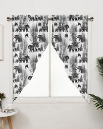 Curtain Silhouette Forest Bear Woods Texture Window Treatments Curtains For Living Room Bedroom Home Decor Triangular