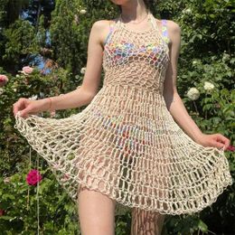 Women's Swimwear Women Handmade Wool Crochet Hollowed Out Dress Diy Material Bag Female Seaside Fashion Beach Pography Props