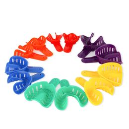 dental orthodontic teeth plastic disposable dental instruments impression trays 6 different sizes 12pcs in set colorful