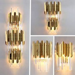 Modern Luxury Gold Crystal Wall Lamp LED For Living Room Bedroom Decoration Home Indoor Lighting Sets Fixtures