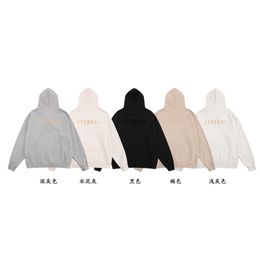 2024 Men's and Women's Hoodies Fashion Designer Essentialhoodies Fears Autumn/winter New Double Line Flocked Letter Print Hooded Plush Lugf