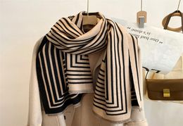 Women doublesided pinstripe jacquard scarf feels delicate soft simple versatile warm Length 180mm and width 65mm6747488