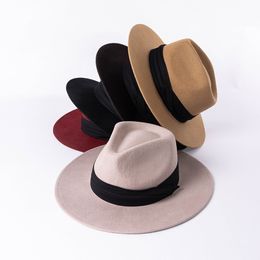 100% Wool Jazz Fedora Hat for Women Men Retro Casual Wide Brim Panama Felt Cap Outdoor Shopping Party Church Wool Felt Hats