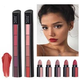 Lipstick 5 in 1 Lipstick Set Lightweight Matte Velvet Long Lasting Combination Lipstick Nourish Moisturizing Professional Lip Makeup Gift 231208