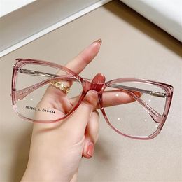 Sunglasses Vintage Oversized Anti Blue Light Reading Glasses Retro Brand Big Frame Women's Eyeglasses Clear Gradient Yellow S255f