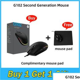 Mice G102 Second Generation Wired Mouse E-Sports Games Business Office Rgb Luminous Suitable For Notebook Computer Peripherals Drop De Otngp