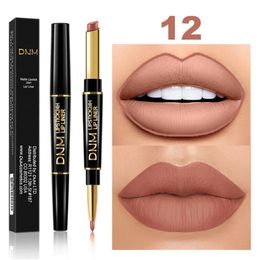 Lipstick Double Ended Matte Lipstick Long Lasting Wateproof Lipsticks Brand Lip Makeup Cosmetics Dark Red Lips Liner Pencil TSLM1 231208