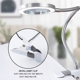 Table Lamps LED Multifunctional Clip-On Lamp With Magnifying Glass Eye Protection Reading Lamp Beauty Makeup Tattoo312U