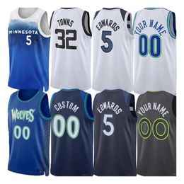 Bambini 5 Anthony Edwards Maglie da basket Uomo MIN Minnesotas Karl-Anthony Towns Timberwolve Jaden McDaniels Rudy Gobert Kyle Anderson Youth City Jersey