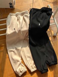 Men's Pants Rl Ralph Embroidered Black Label Plush Guard Pants Men's and Women's Same Style Warm Leggings