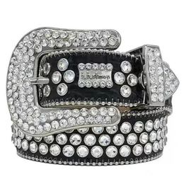 2022 Designer Bb Belt Simon Belts for Men Women Shiny diamond belt Black on Black Blue white multicolour with bling rhinestones as345N