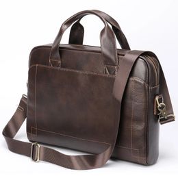 Briefcases Sell Men's Leather Briefcase Bag Genuine Cowhide Man Laptop Business Handbags For Male Tote Attache Case A4 Size 231208