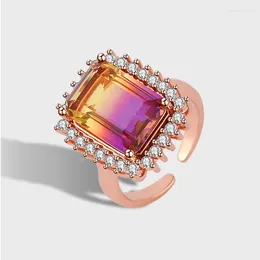 Cluster Rings Exquisite Colored Zircon Stones Engagement For Women Fashion Anniversary Bridal Wedding Jewelry