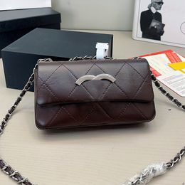 Classic Big Emblem Flap Women Shoulder Bag Leather Quilted Diamond Lattice Trend Coin Purse Silver Hardware Designer Wallet Pochette Evening Clutch Sacoche 22.5CM