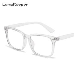 Sunglasses LongKeeper 2021 Fashion Anti Blue Light Blocking Glasses Frame Women Men Square Computer Eyeglasses Transparent Eyewear270R
