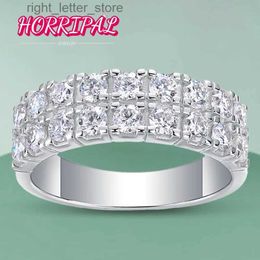 With Side Stones HORRIPAL 1.08ct Two-Row D VVS1 GRA Full Moissanite Ring S925 Sterling Silver Elegant Wedding Diamond Ring Support Engraving YQ231209